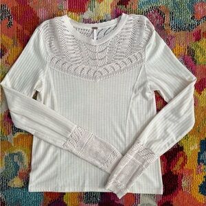 Free People Cream Lace Top